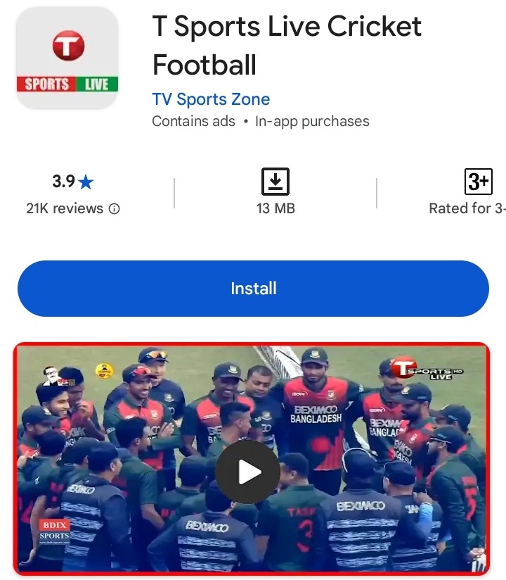 T Sports Live Cricket Football apps